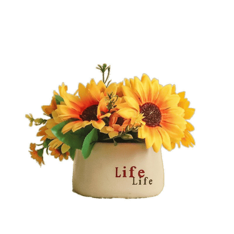 [Sẵn Sàng] Chậu Hoa Giả Trang Trí Để Bàn Mini Decor Phòng Khách Tủ Lạnh Phong Cách Hàn Quốc Chậu Hoa Thành Phẩm Kèm Bình Nhựa "Life" Cao Cấp