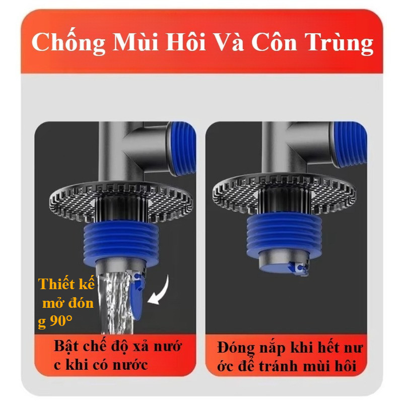 Đầu nối ống thoát nước máy giặt 3 chiều, chống mùi hôi, chống côn trùng, chống trào ngược, lắp đặt linh hoạt