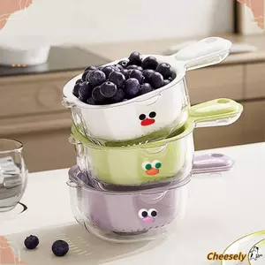 Giỏ thoát nước hai lớp CHEESELY, Bát thoát nước đa chức năng Giỏ thoát nước bồn rửa nhà bếp, Quả việt quất Mini có tay cầm Chậu rửa rau Giỏ rửa trái cây