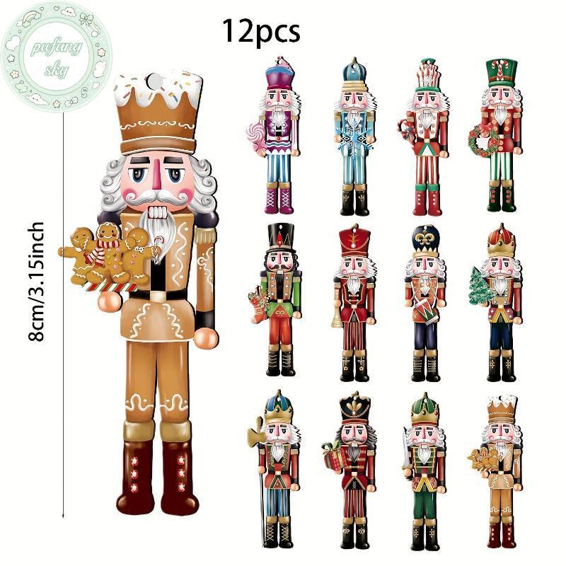 PUSKY 12 Bộ Trang Trí Bằng Gỗ Nutcraer - Quà Giáng Sinh, Trang Trí Tiệc Và Trang Trí Nhà VN