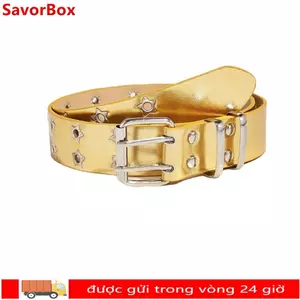 Dây lưng da phong cách Gothic và Punk Rock, đinh tán hình ngôi sao, khóa chốt đôi, trendy Hip Hop