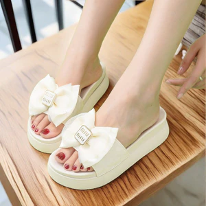 Tăng Cường Nơ Chống Trơn Trượt Thời Trang 2024 Dép Nữ Mùa Hè Bên Ngoài Mặc Giày Sandal FNKU