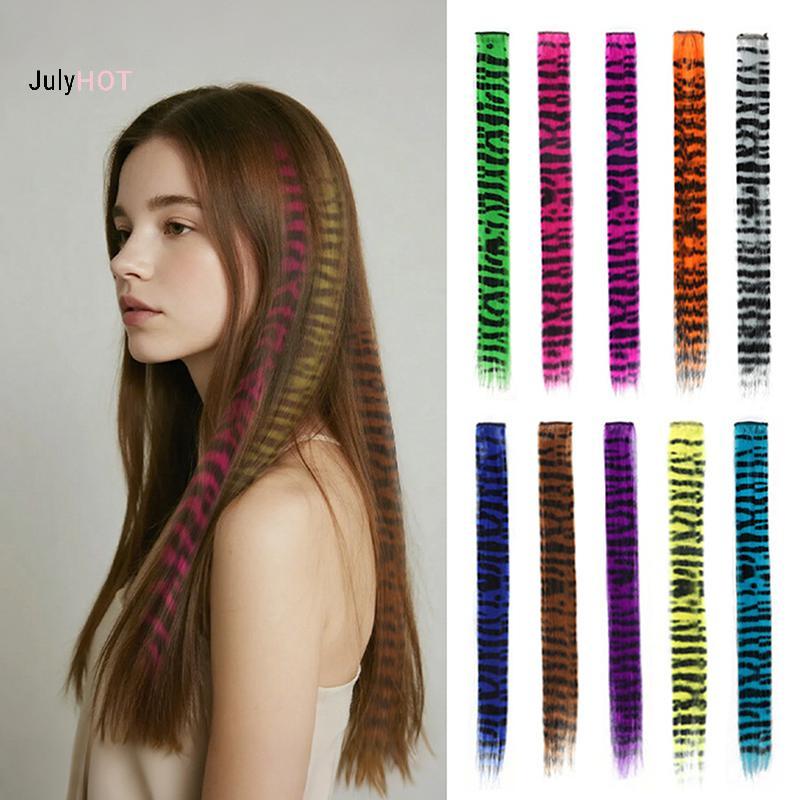 Tóc kẹp giả sọc nhiều màu da báo in hình, phù hợp cho bé gái - JulyHot