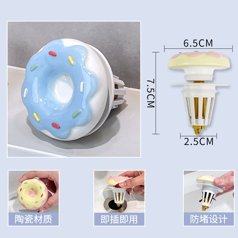 Donut Ceramic Bounce Core Drainer Chậu rửa loại đẩy phích cắm khử mùi
