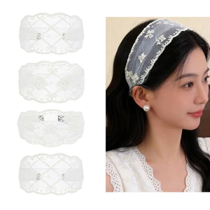 Phụ Kiện Tóc Phong Cách Pháp Với Ren và Nơ Đầu rộng, Thoải Mái và Dễ Thương