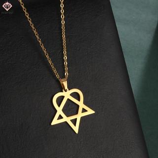 Mặt dây chuyền thép không gỉ thiết kế Heartagram Star Heart, phong cách cổ điển và đơn giản