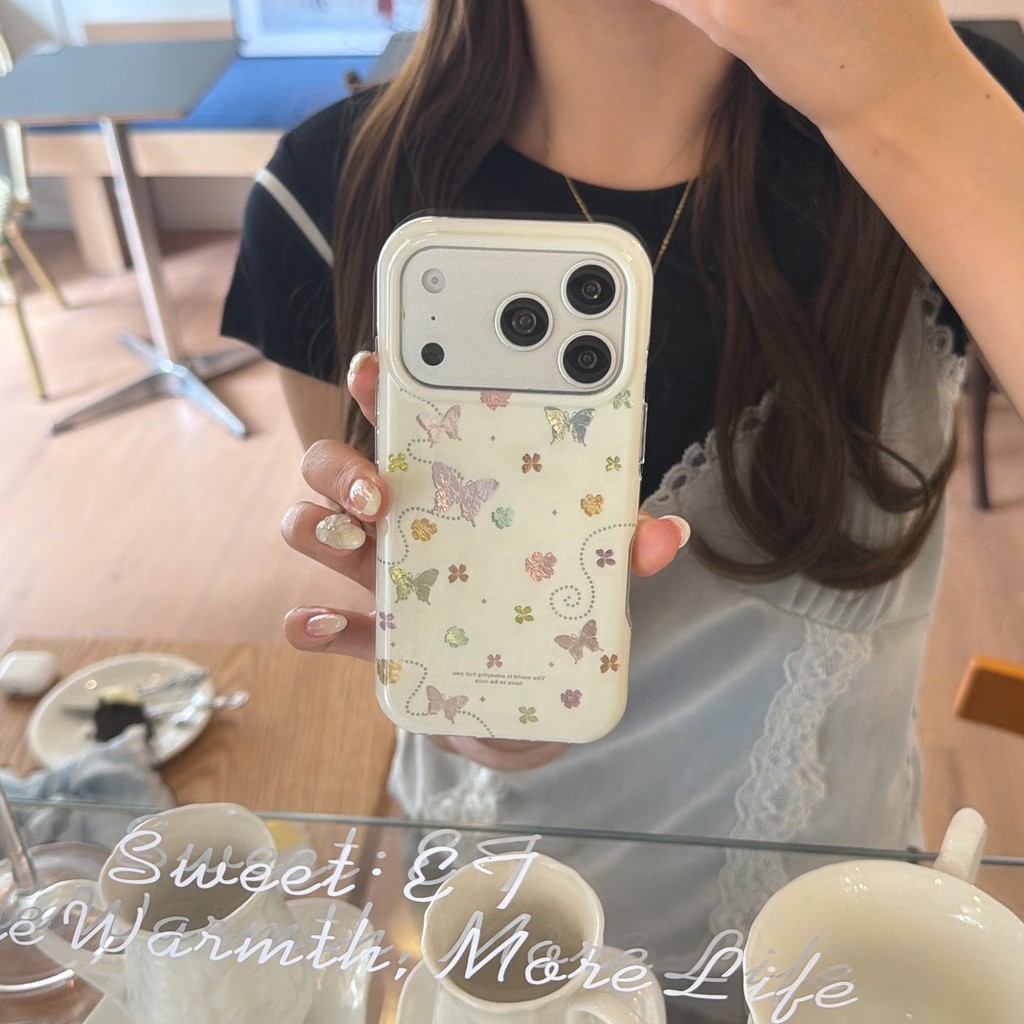 Ốp lưng iPhone hình bướm hoa phù hợp cho iPhone 17 Pro Max, 17, 16, 15, 14 và 13