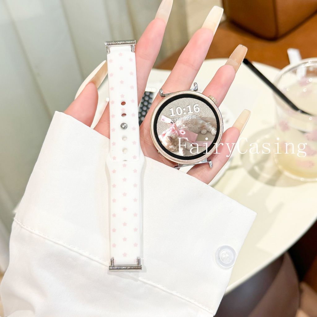 Dây đeo silicon 18mm 20mm 22mm cho Samsung Galaxy Watch 8 7 6 5 4 Classic 5Pro Active Star Print Band Vòng tay