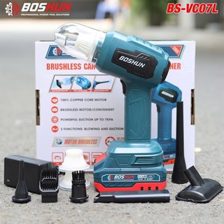 Máy hút thổi bụi dùng pin mini BOSHUN BS-VC07L, Lực 7kpa, Vừa thổi vừa hút, Đi kèm 3 lõi lọc