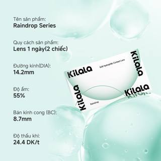Kính áp tròng Kilala không màu RainDrop Lens 1 ngày DIA 14.2mm có độ (0.5-8) 2 chiếc