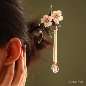 Mẫu kẹp tóc filigree nhung hoa cổ điển, phong cách Trung Quốc Hanfu đẹp với mũ đội đầu cuộn dây sườn xám