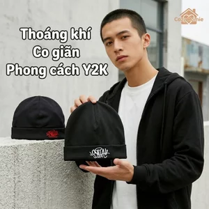 Mũ beanie phong cách hip-hop nylon thoáng khí thêu logo thân thiện da phù hợp đường phố nam nữ