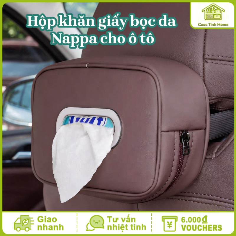 Hộp Khăn Giấy Da Cao Cấp Ô Tô - Đa Năng: Ghế/Chắn Nắng, Lưu Trữ Thông Minh, Nâng Tầm Nội Thất