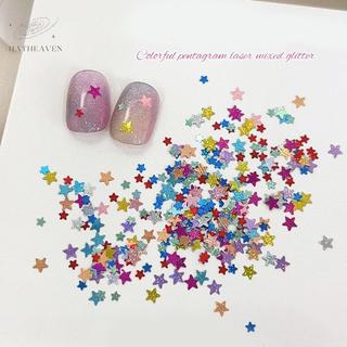 [hatheaven] 1 Hộp Lấp Lánh Ngôi Sao Móng Tay Kim Sa Lấp Lánh 3D Màu Sắc Hỗn Hợp Kẹo Màu Móng Tay Flake Ngôi Sao Năm Điểm Trang Trí Móng Tay Nghệ Thuật Diy Accessor Đẹp