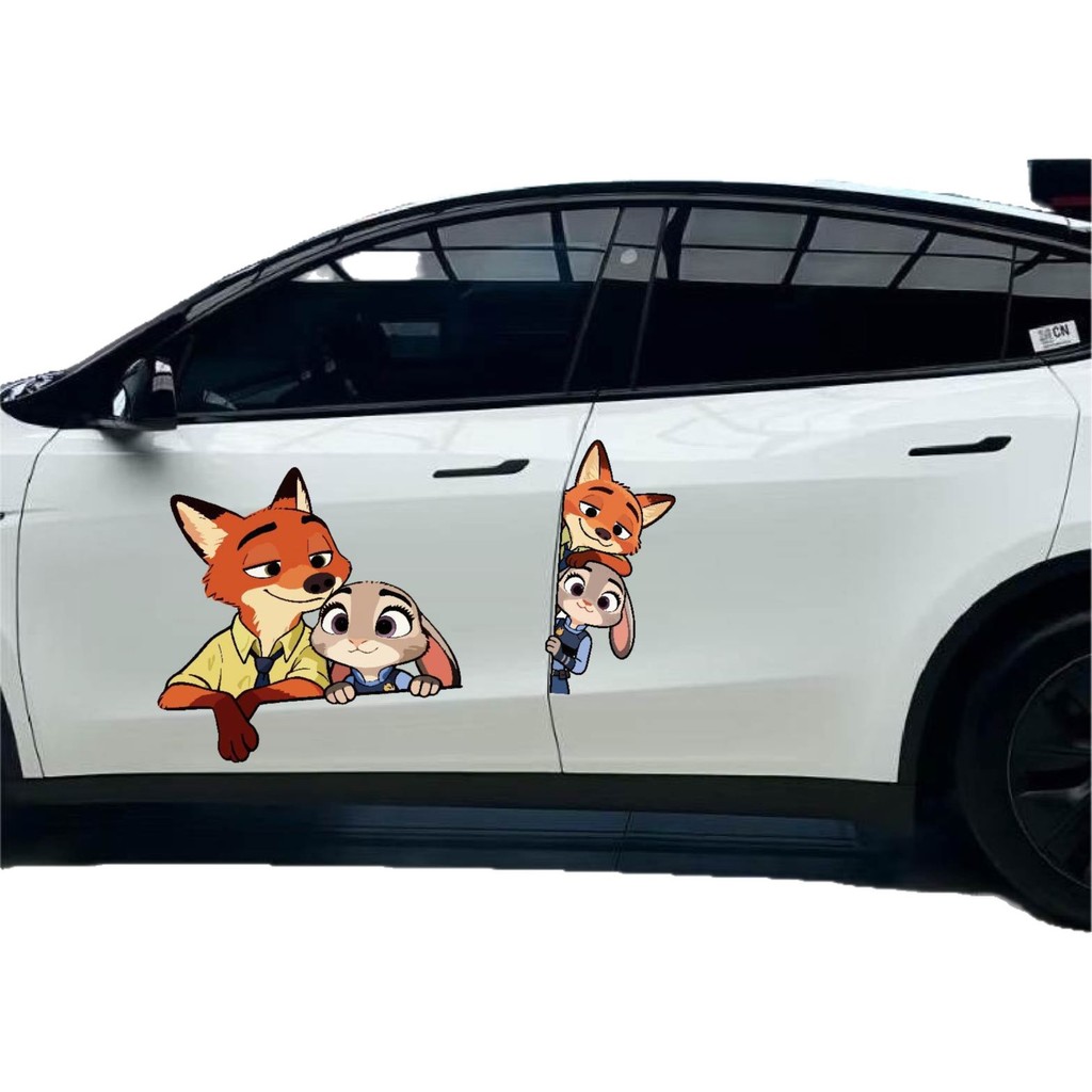 Crazy Zoo Hoạt Hình Dễ Thương Dán Xe Fox Nick Judy Thỏ Sĩ Quan Cảnh Sát Sáng Tạo Trang Trí Chống Thấm Nước Dán