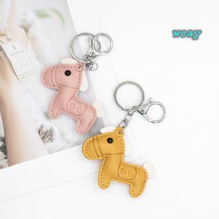 Mặt dây chuyền WOAY Pony, Móc khóa da PU, Móc khóa xe hơi Mini hình động vật thời trang