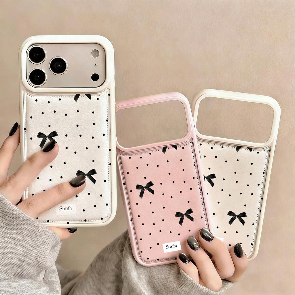 Mẫu nơ đen tối giản phù hợp với vỏ bánh mì lỗ lớn 17PRO/16/15P, 14/13pro/12 chống rơi, 17/11