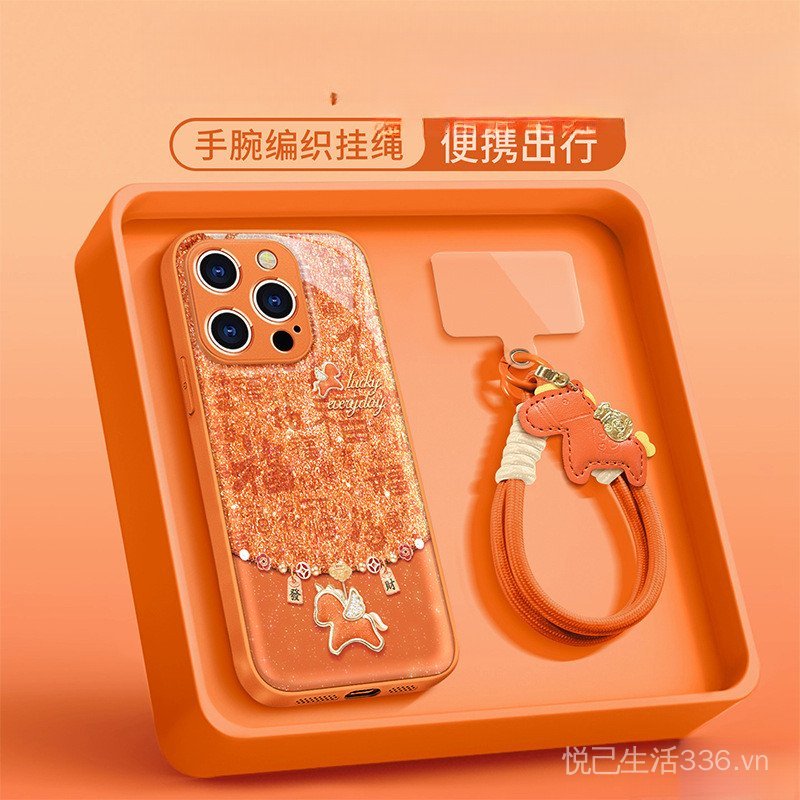Thích hợp cho iPhone17 Ốp điện thoại mate80promax Năm mới 16 Fortune Pony Dây buộc 14 Cô gái giá trị cao 15