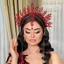 Mũ nón cưới JVSUB, Vương miện cô dâu tua rua màu đỏ, Lễ cưới vòng đầu đính đá thanh lịch