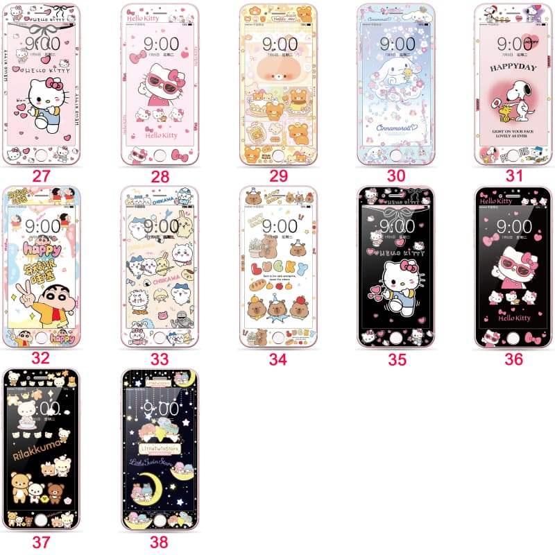Dành Cho iphone 4 4s 5 5s se 6 6s 7 8 plus se2 se3 Kính Cường Lực Hoạt Hình Kính Cường Lực Bảo Vệ Toàn Diện 4.7 5.5 inch