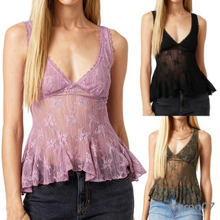 Áo Tank Top Ren Nữ cổ chữ V,Slim Fit, không tay hợp thời trang