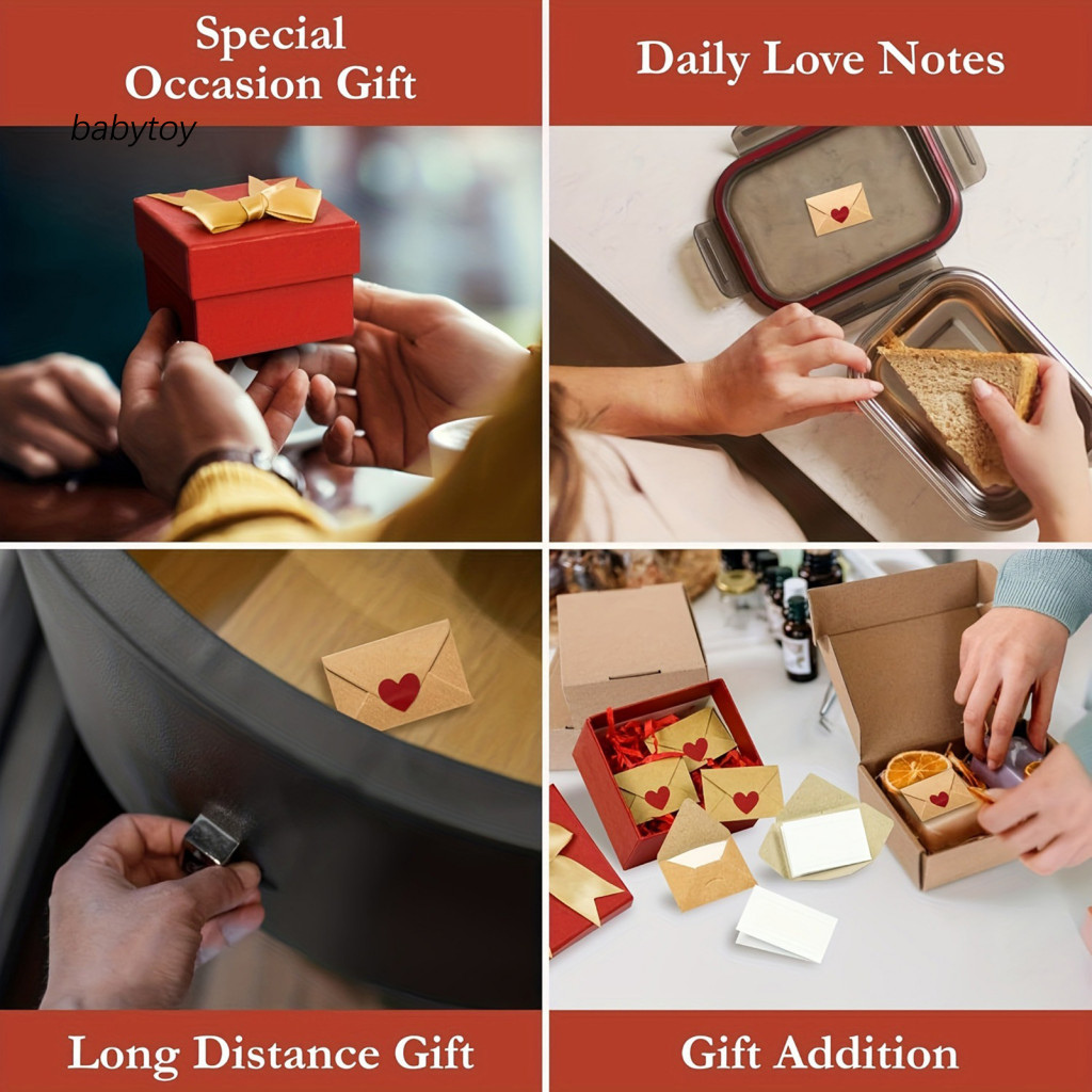 Thiệp chúc mừng mini BABY Thiệp chúc mừng thủ công 30 / 60 Chiếc Giấy ghi chú tình yêu mini có phong bì Thẻ dán trái tim tự làm cho ngày lễ tình nhân Quà tặng lãng mạn cho bạn trai bạn gái
