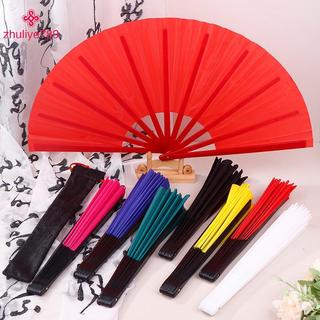 < zhuliye789 > Võ thuật Trung Quốc Kung Fu Fan Tai Chi Dance Fan Quạt gấp sân khấu bằng nhựa Quạt màu trơn Chống đỡ ảnh