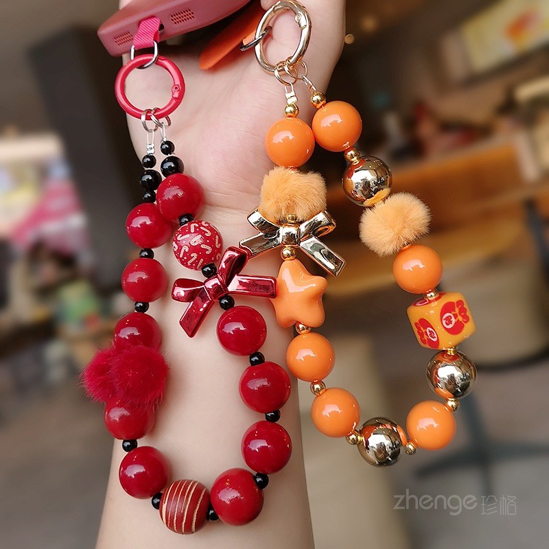 Dây Điện Thoại Di Động Đính Hạt Mặt Dây Cổ Tay Nữ Nơ Tròn Hạt Trang Sức Dây Chuyền Đẹp Trai Niche Tinh Tế Cao Cấp Phong Cách Ngắn