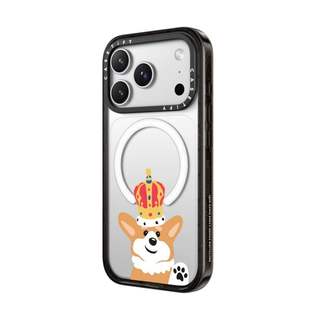 CASECASE X Crown Corgi Black Edge Clear Hard Từ Hút Tác Động Dành Cho Apple IPhone 12 13 14 15 16 17 Pro Max Air Plus Có Hộp