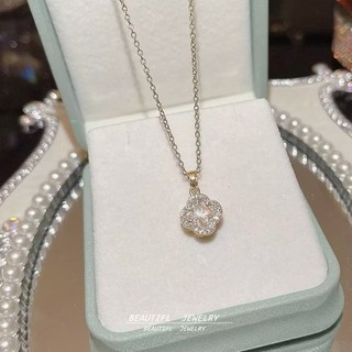 Vòng cổ thép titan bốn lá cỏ ba lá zircon - Thiết kế sang trọng, phù hợp cho nữ