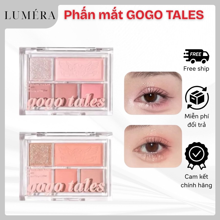 Bảng mắt 5 ô GOGO TALES GT630 caro hồng pastel nhũ lì 3in1 soft mist color eyeshadow palette