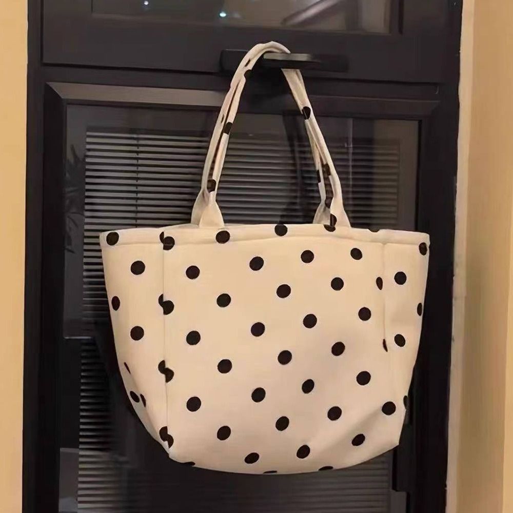 HOBBYIN Túi tote vải HOBBYIN, Chất liệu vải Túi chấm bi in chấm bi, đến kiểm tra in sọc dung tích lớn In tote dung tích lớn Sử dụng hàng ngày