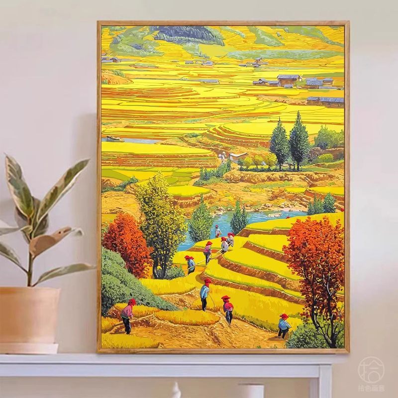 Mùa Thu Sân Vườn Thu Hoạch Canvas Tranh Sơn Dầu Phong Cách Thẩm Mỹ Chữa Bệnh Ấm Áp Mục Vụ Phòng Khách Phòng Ngủ Trang Trí Tường