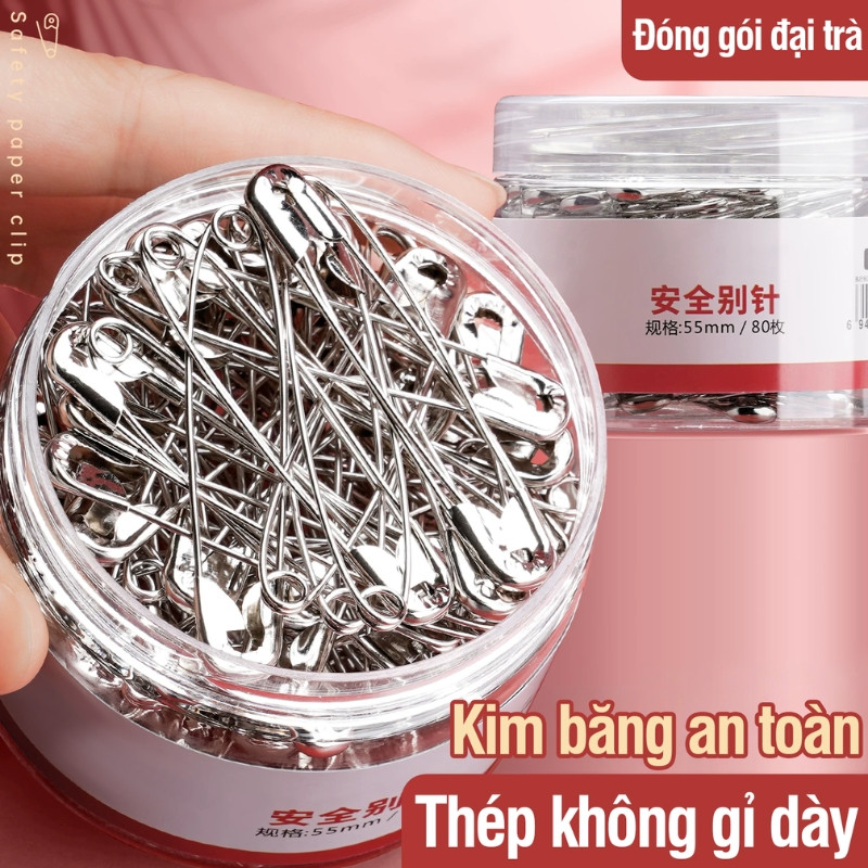 Kim băng mini cài áo - Set 120 chiếc đầy đủ kích cỡ lớn, vừa, nhỏ, chất lượng cao, tiện dụng cho mọi gia đình