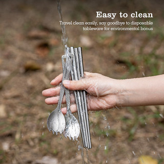 Boundless Voyage Titan Đũa Spork Cắm Trại Dao Kéo Nhẹ Dụng Cụ Du Lịch Di Động Faltware Máy Rửa Bát An Toàn