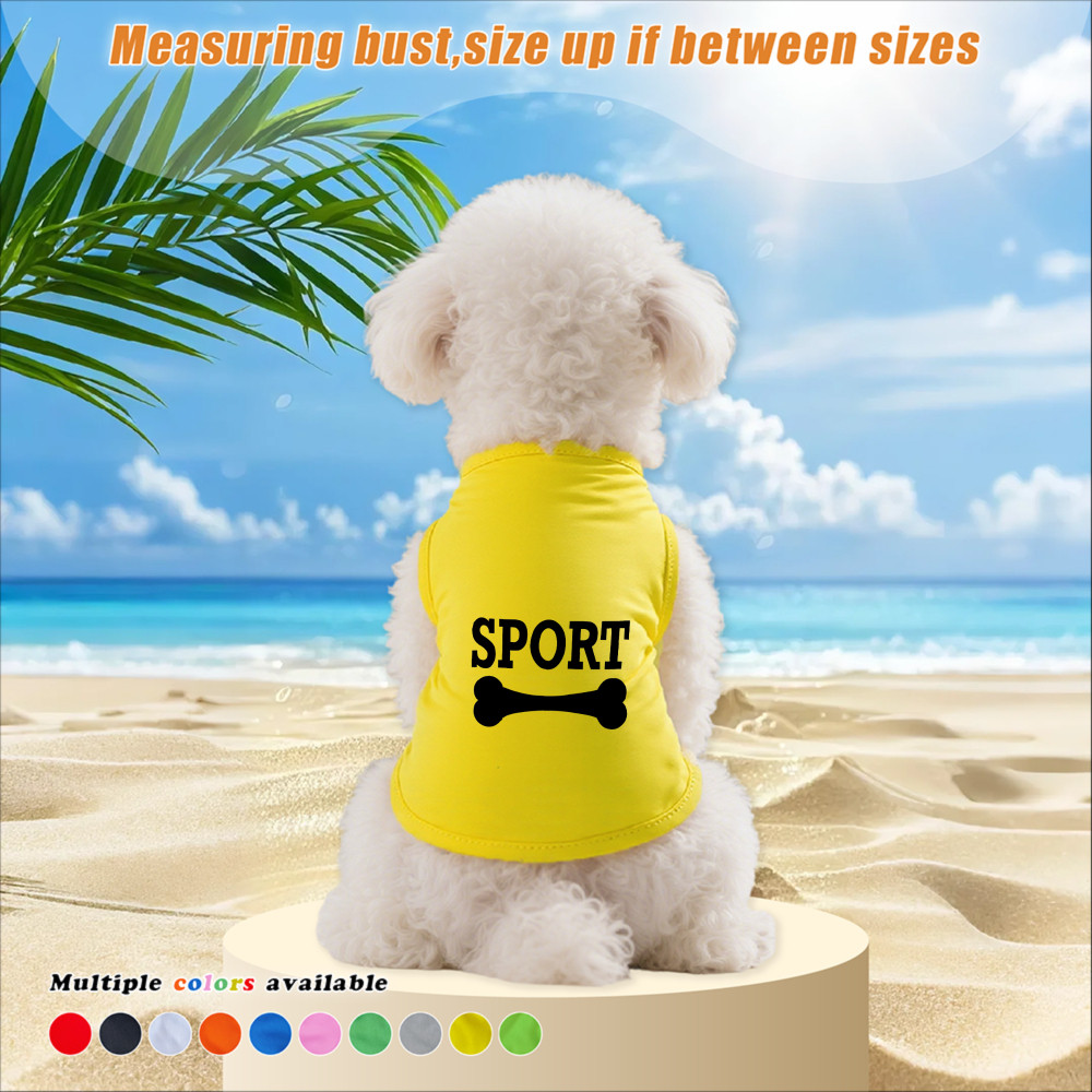 Áo vest thú cưng cỡ S-2XL, phong cách thể thao, in xương, nhiều màu sắc và thoáng khí cho mùa hè, thích hợp cho cả sử dụng trong nhà và ngoài trời, và phù hợp với tất cả chó mèo nhỏ.