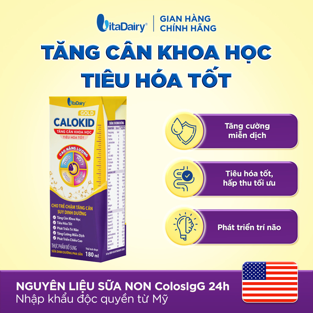 [COMBO 2 THÙNG 48 HỘP] Sữa uống dinh dưỡng Calokid Gold 110ml/180ml - Thơm ngon dễ uống, Bé thích mê