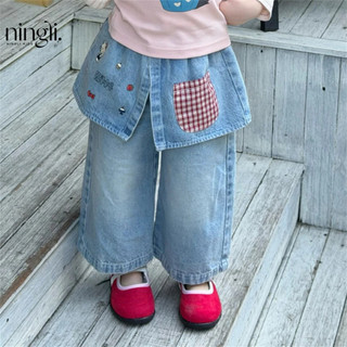 Bé Gái Phiên Bản Hàn Quốc Mickey Giả Áo Thun Hai Mảnh Thêu Quần Jean Thẳng