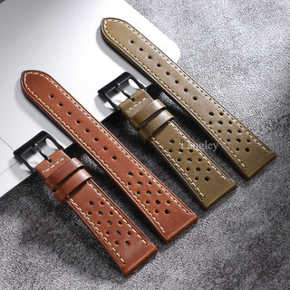 Vintage Rally Racing Dây đeo đồng hồ da thật 18mm 20mm 22mm 24mm Retro Porous Thoáng khí Da bò Bắp chân Wirstbelt cho nam nữ cho SEIKO Diver