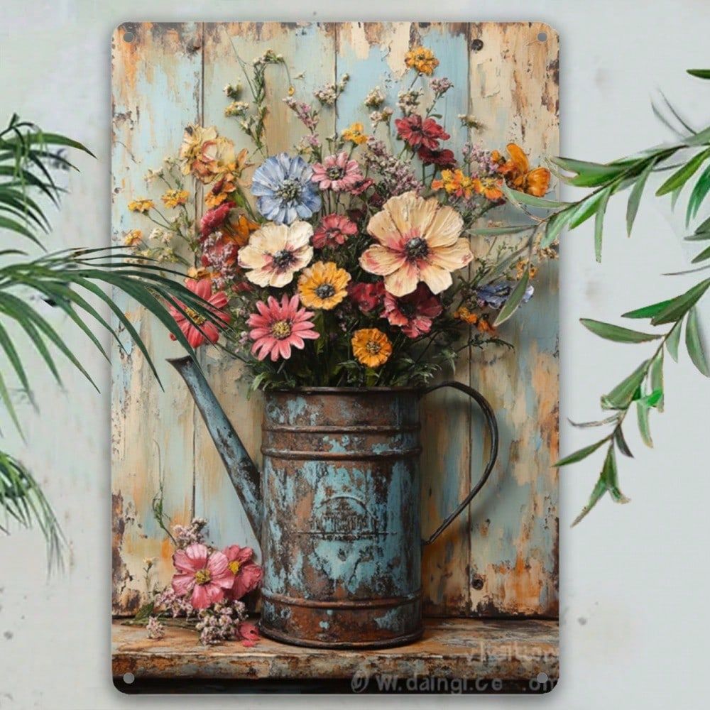 CIFbuy Vintage Hoa Kim Loại Trang Trí Tường Chống Thấm Nước Mộc Mạc Trang Trại Ngoài Trời Sân Vườn Tường Nghệ Thuật Ký