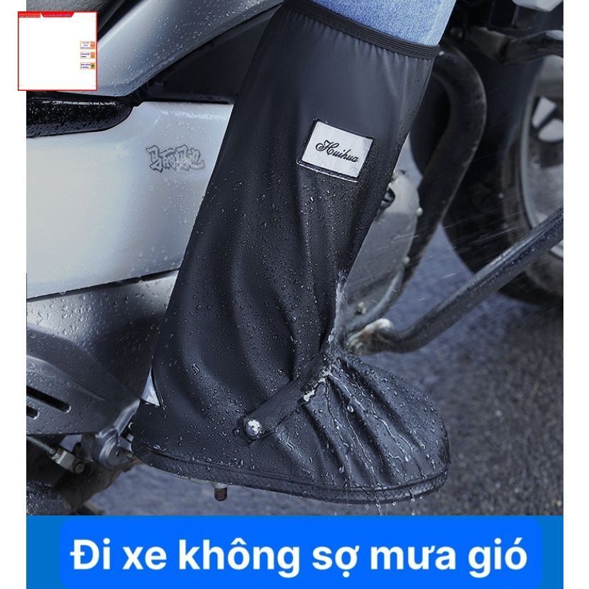 ( ĐỦ SIZE -BỌC GIÀY ĐEN  )Ủng Đi Mưa, Bọc Giày Đi Mưa Cổ Cao Màu Đen,Đế Cao Su Chống Trơn Trượt Cao Chất Liệu PVC