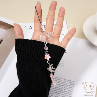 【Chamvn】Dây đeo điện thoại đính hạt xinh xắn phụ kiện di động dễ thương với thiết kế hình bướm và chuông gió