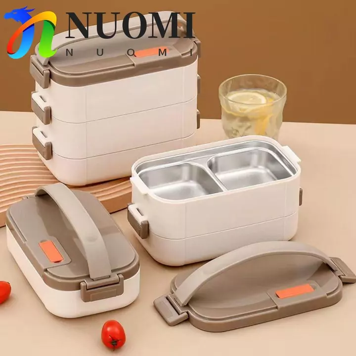 NUOMI Hộp Cơm Trưa Cách Nhiệt Di Động NUOMI 3 Lớp, Hộp Đựng Bảo Quản Thực Phẩm Thiết Kế Kín Bằng Thép Không Gỉ, Ngăn Hộp Đựng Thực Phẩm Chống Rò Rỉ Dung Tích Lớn Hộp Ăn Nhẹ Thực Phẩm Căng Tin