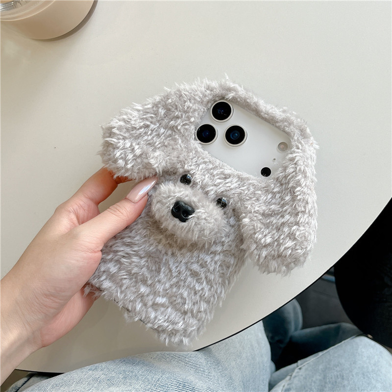 Teddy Dog iphone17promax Plush Apple 16promax Thu Đông Vỏ Điện Thoại 15 Vỏ Bảo Vệ