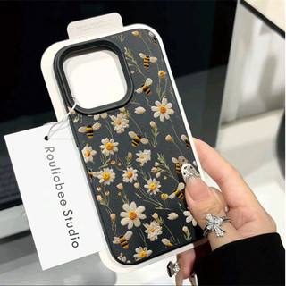 Ốp Điện Thoại Cho OPPO A6 A5 A3 Pro A6X A3X A5X Reno 15 13 14 12 11 Pro 15F13F 12F 11F 8T 5G Bao Họa Tiết Lichee Dễ Thương Ong Hoa Cúc Da PU Chống Sốc Màu Kẹo Mờ