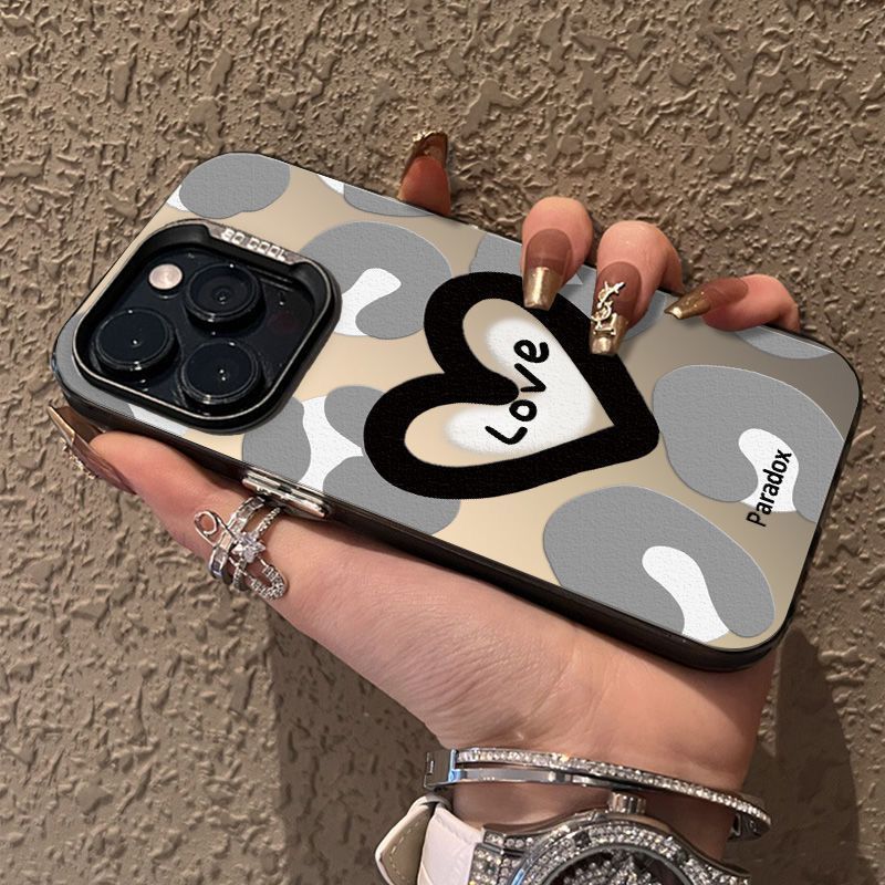 Màu xám tình yêu cho iPhone 16Promax trường hợp iPhone 15 cao cấp 14 màu bạc trường hợp 13 bùng nổ