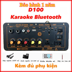 D100 hát Karaoke Bluetooth 5.0 - 300W, có cổng cắm mạch mic không dây, 12V/24V/220V (Tặng kèm đủ phụ kiện)