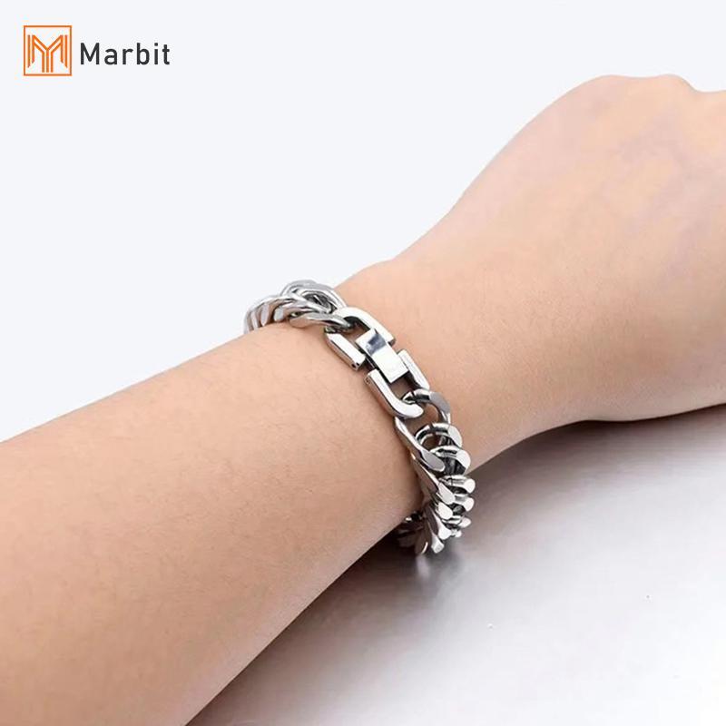 Vòng tay dây chuyền thép không gỉ màu bạc, size từ 18 đến 21mm, thời trang hip hop dành cho nam và bé trai