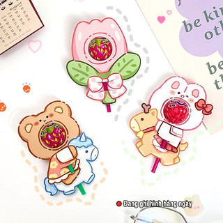 Thẻ giấy cài kẹo mút dễ thương cho tiệc, đồ trang trí hoạt hình cho bé gái - Set 60 thẻ cắm kẹo hình hoa cho các ngày lễ