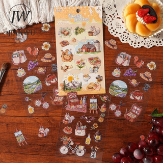 JIANWU Hướng Dẫn Để Hạnh Phúc Series Vintage Cây Hoa Dã Ngoại Phong Cảnh Chất Liệu Cắt Dán PET Nhãn Dán Tạp Chí Sáng Tạo Văn Phòng Phẩm